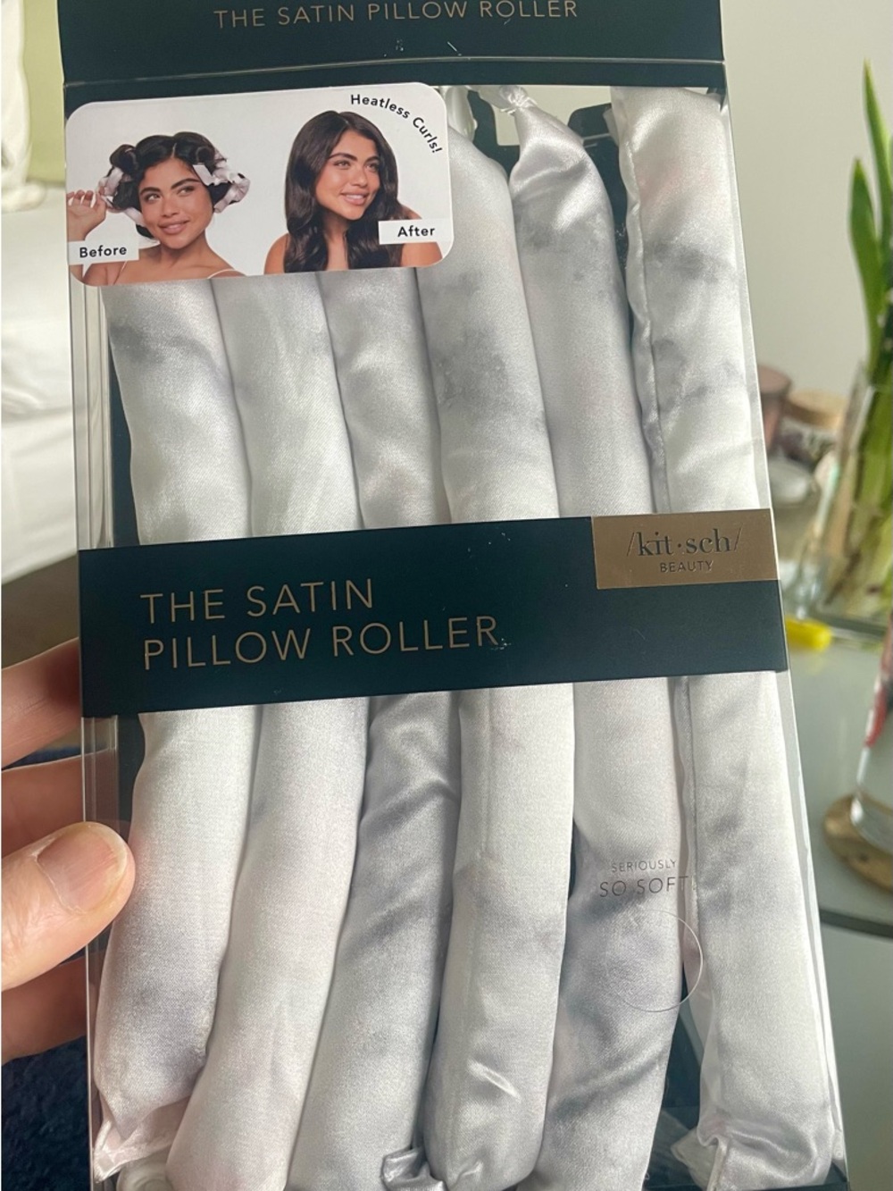 Kitsch Satin Pillow Rollers - Soft Marble Silver